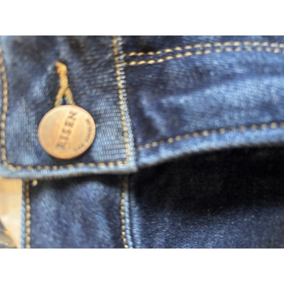 Risen Women's 3X Stretch Wide Leg Jeans Distressed Ragged Edge Plus  Dark Wash - Picture 5 of 13